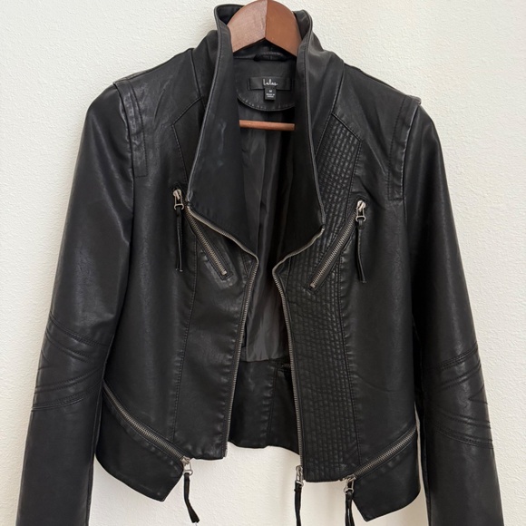 Lulus Up On A Tuesday Black Vegan Leather Jacket - Size M - Picture 6 of 6